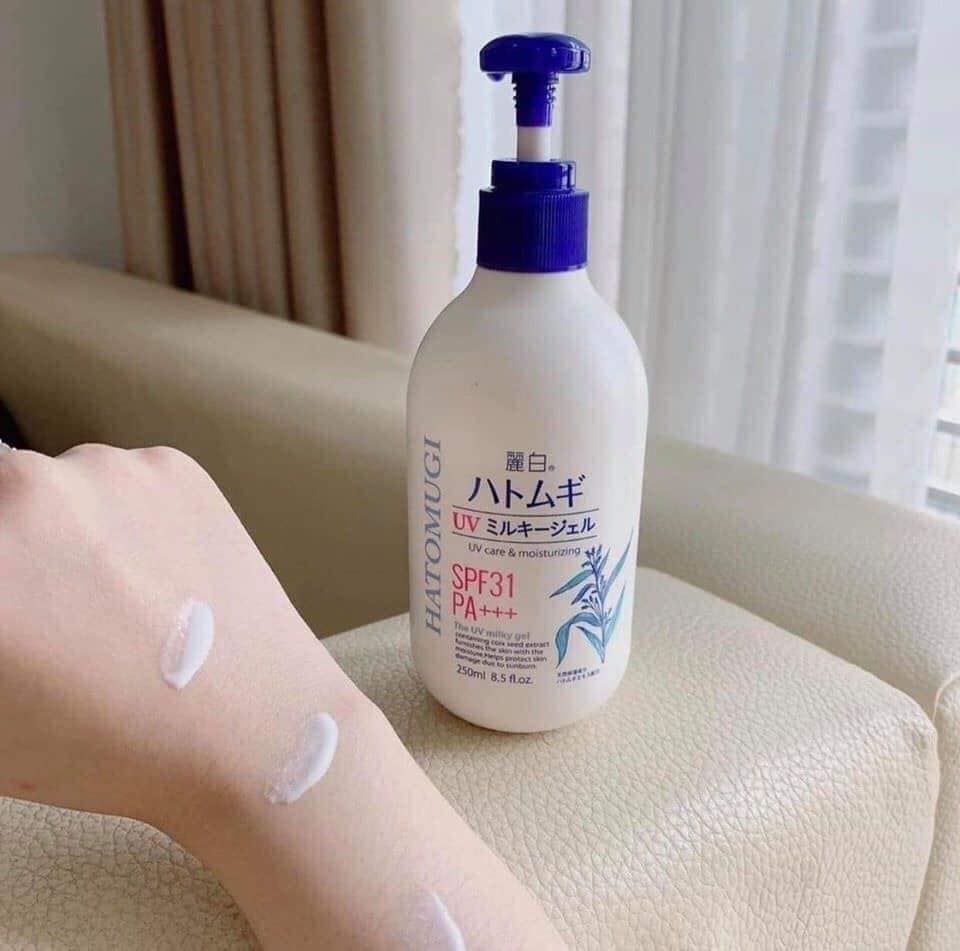 Sữa Dưỡng Thể Chống Nắng Dưỡng Ẩm Hatomugi The UV Milky Gel SPF31 PA+++ 250ml #UV Care & Moisturizing