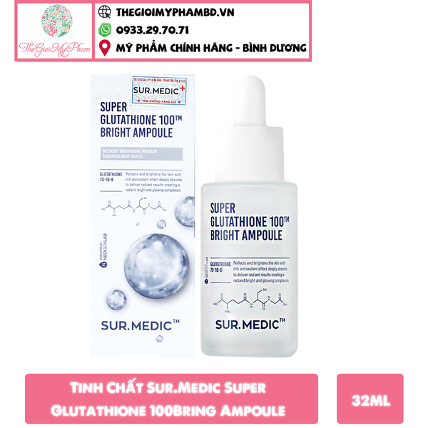Sur.Medic - Tinh chất dưỡng trắng Super Glutathione 100 Bright Ampoule 32ml