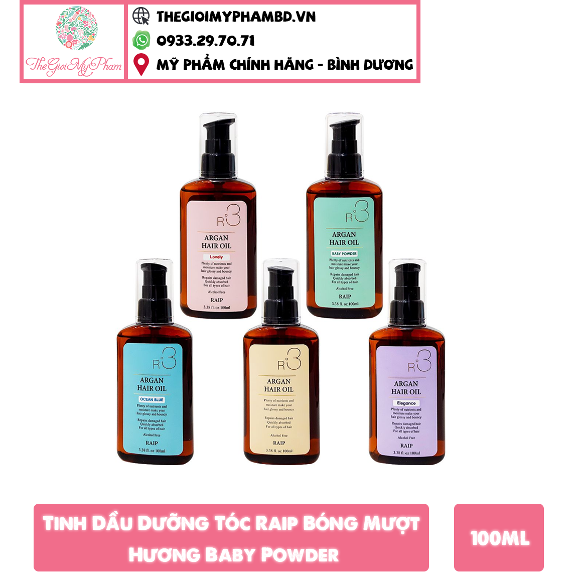 Tinh Dầu Argan Dưỡng Tóc R3 Argan 100ml #Hồng