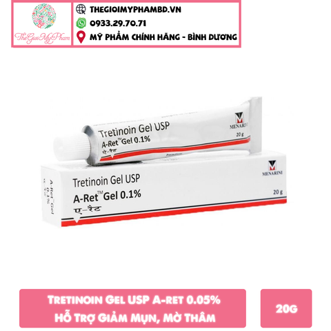 Tretinoin Gel USP A-ret 0.05% Hỗ Trợ Giảm Mụn, Mờ Thâm 20g