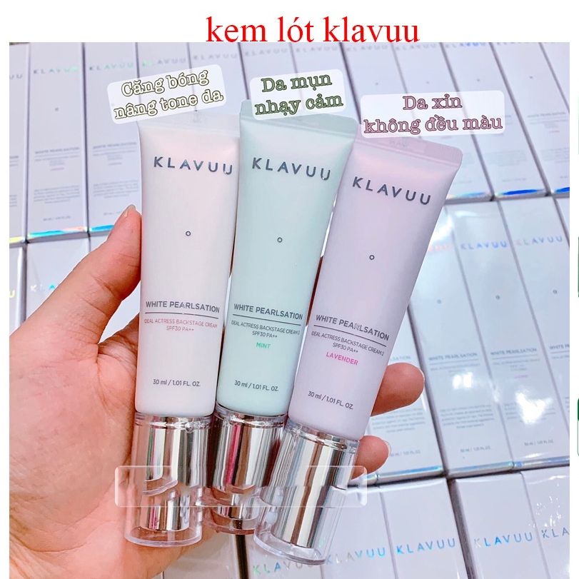 Kem Lót Ngọc Trai Klavuu White Pearlsation Primer 30ml #Lavender ( Tuýp màu tím ) - da tối không đều màu