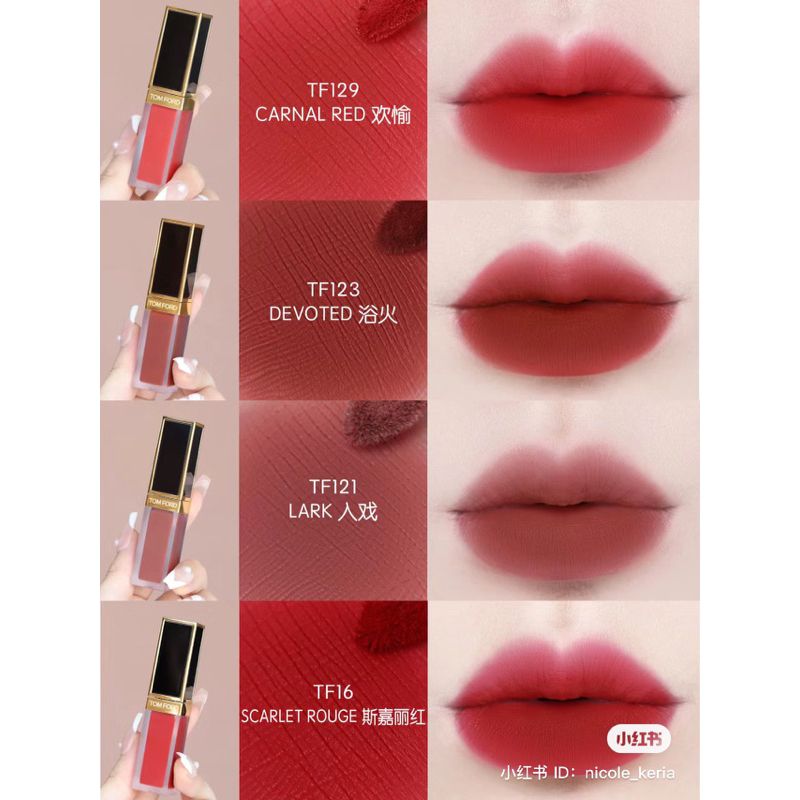 Son Kem Tom Ford Liquid Lip Luxe Matte 6ml #129 Carnal Red (Ko Tđ)