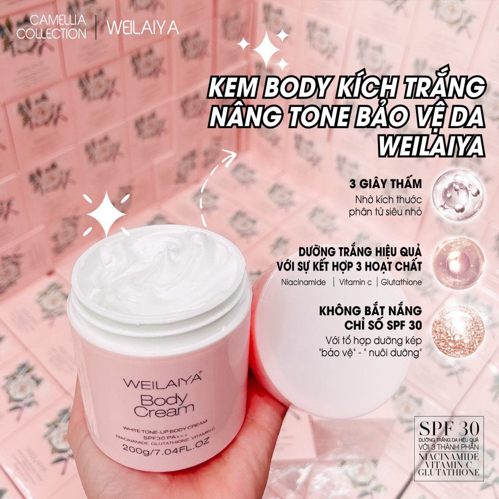 Kem Dưỡng Trắng Da Nâng Tông Weilaiya White Tone-Up Body Cream 200g