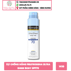 Xịt Chống Nắng Body Neutrogena Ultra Sheer Spray Sunscreen SPF 70 141g