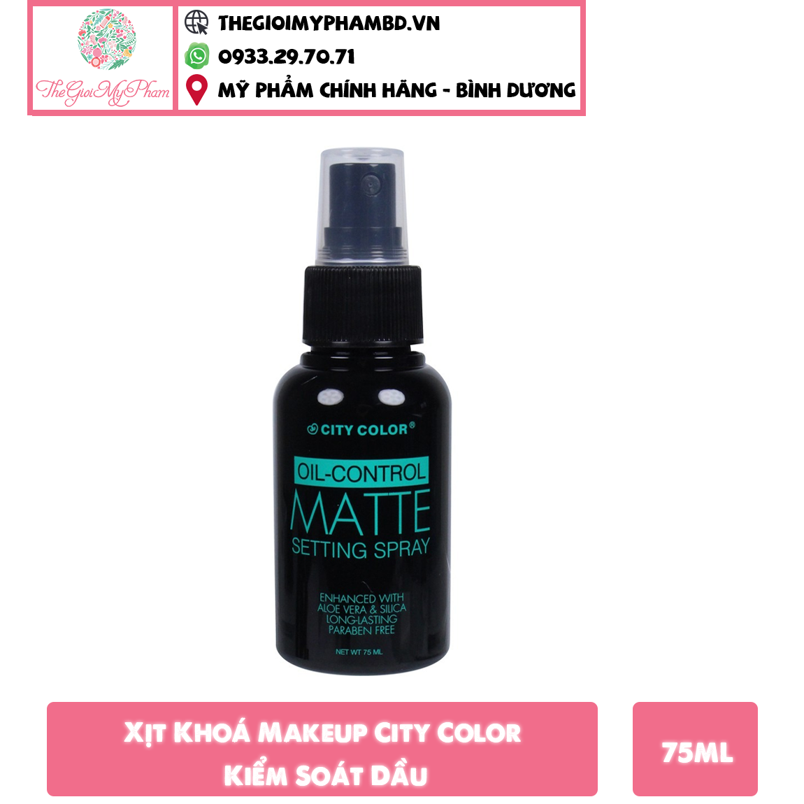 Xịt Khóa Nền City Color Oil-Control Matte Setting Spray 75ml