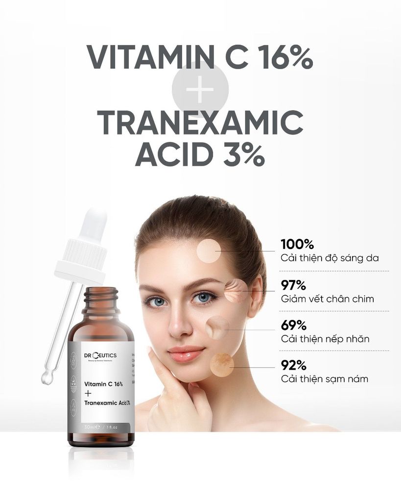Tinh Chất Dưỡng Trắng DrCeutics Vitamin C 16% + Tranexamic Acid 3% 30ml