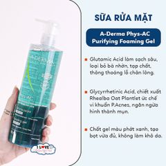 Sữa Rửa Mặt A Derma Purifying Foaming Gel 400ml