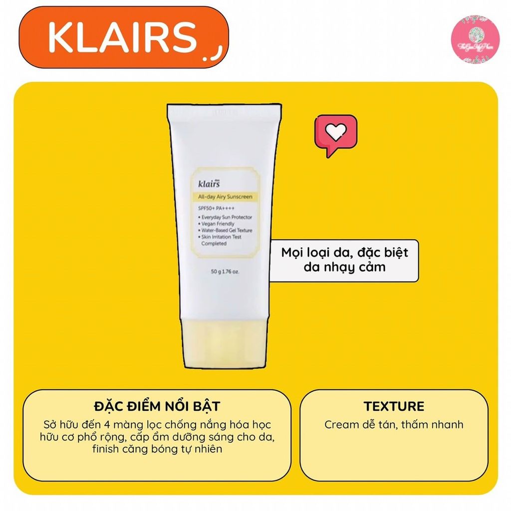 Klairs - Kem Chống Nắng All-day Airy Sunscreen SPF50+ PA++++ 50g
