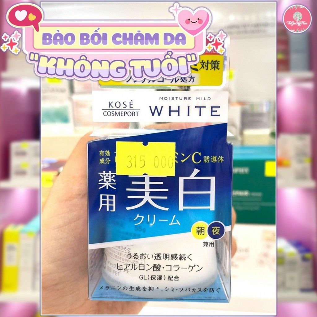 Kem Dưỡng Trắng Da Kose Moisture Mild White Nhật 55g