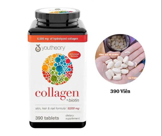[KTD] Viên uống Collagen + Biotin Youtheory 390viên