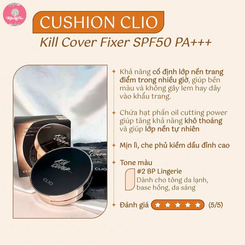 CLIO - Kill Cover Fixer Cushion #3-BY (Kèm Lõi)