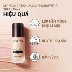 Kem Nền Kiềm Dầu Innisfree My Foundation All Day LongWear SPF25 PA ++ 30ml  #23N Ginger - Tông ấm