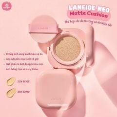 [KTD] Phấn Nước Laneige Neo Glow Cushion SPF50 PA+++ 15g #23N Sand (Kèm 1 lõi) - Da tự nhiên