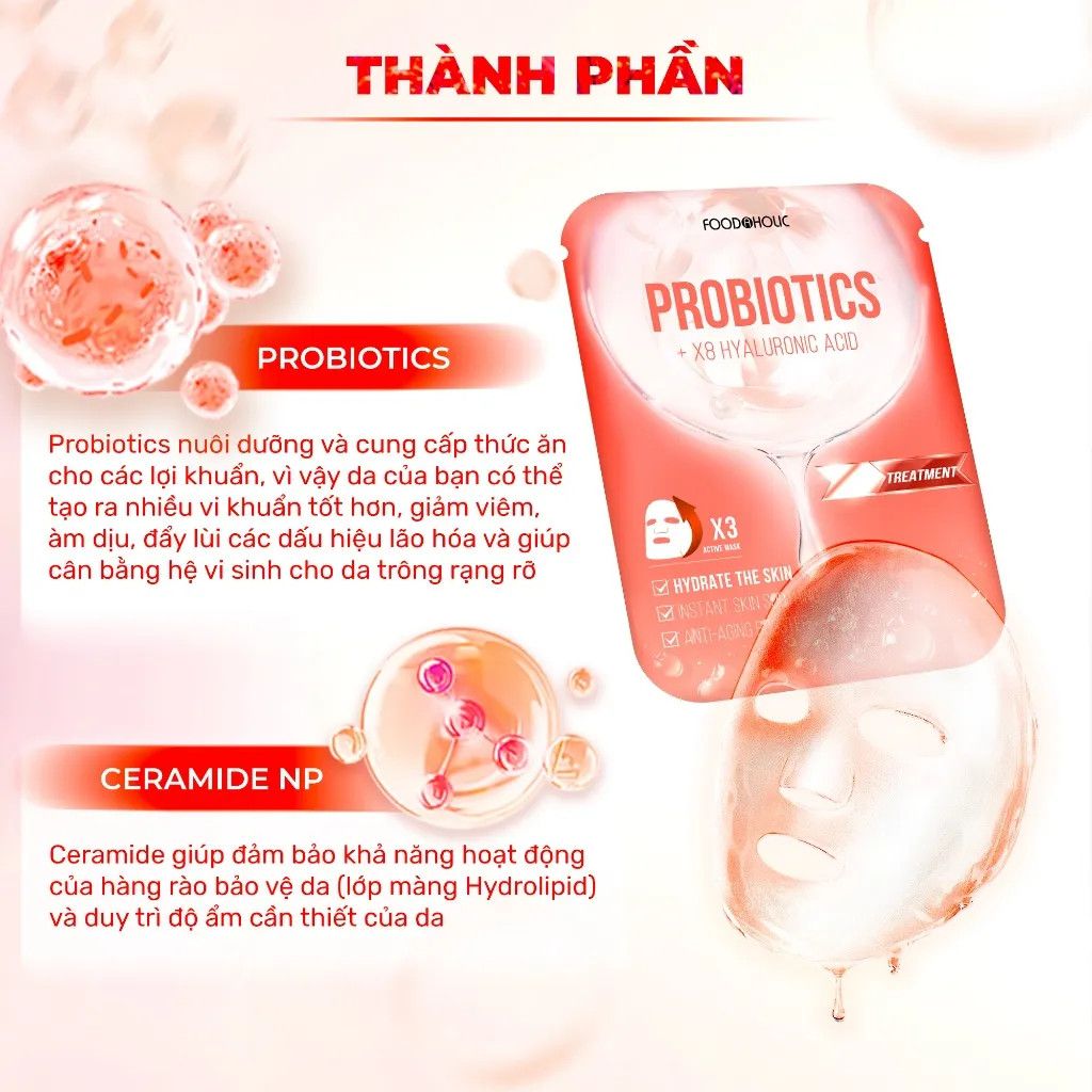 Mặt Nạ Fodaholic Mẫu Mới #Probiotics + X8 HA