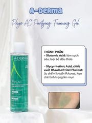 Sữa Rửa Mặt A-Derma Gel Moussant Purifiant Phys-Ac 200ml