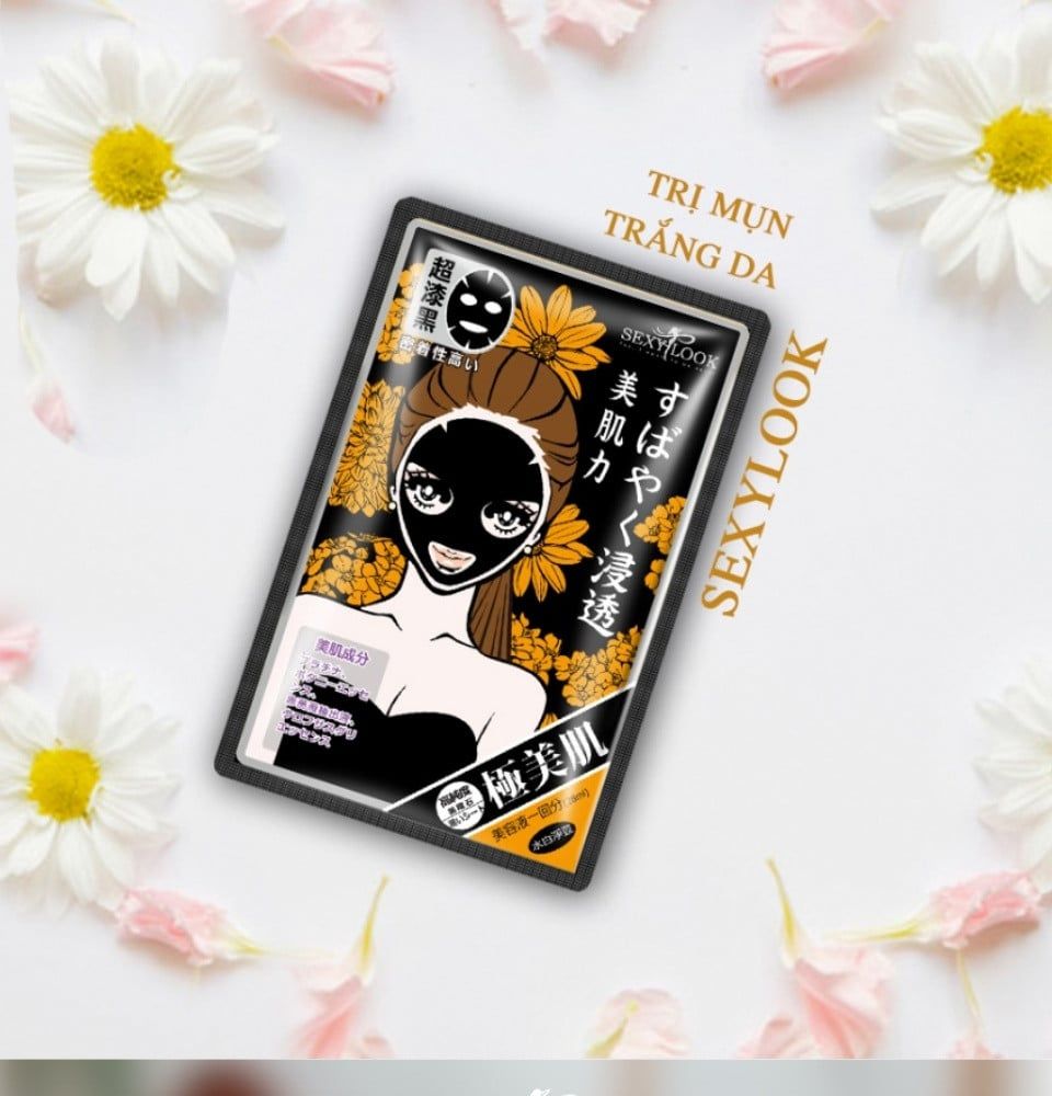Mặt nạ Sexylook đen - trắng da + trị mụn (bông cúc vàng) New