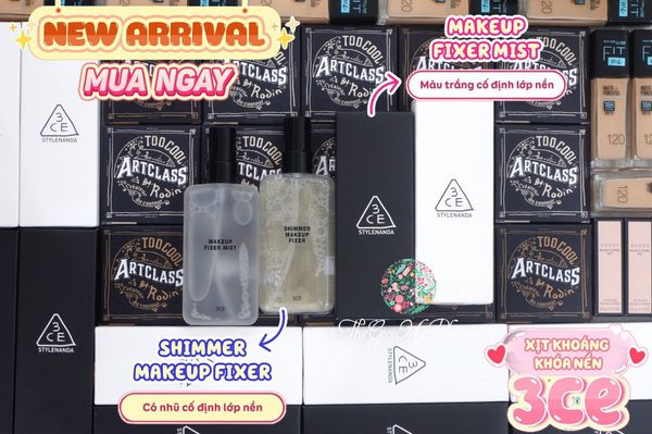 Xịt Khóa Nền Trang Điểm 3CE Shimmer Makeup Fixer 95ml (Có Nhũ)