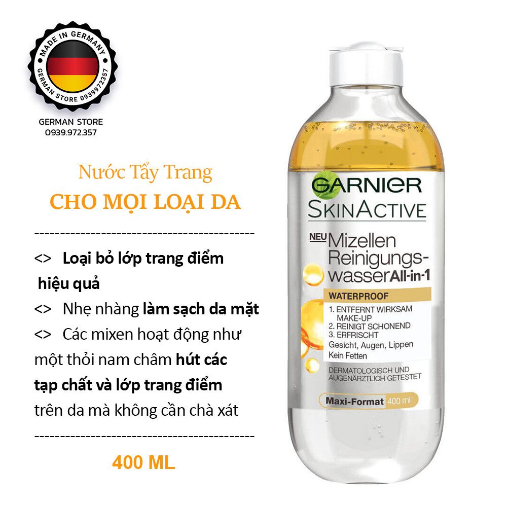 Garnier - Tẩy Trang 400ml #Nâu SALE 220K>158K