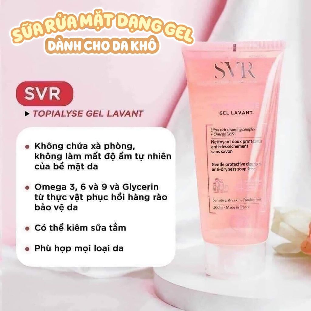 SVR - Gel Rửa Mặt Da Khô, Nhạy Cảm Topialyse Gel Lavant 55ml