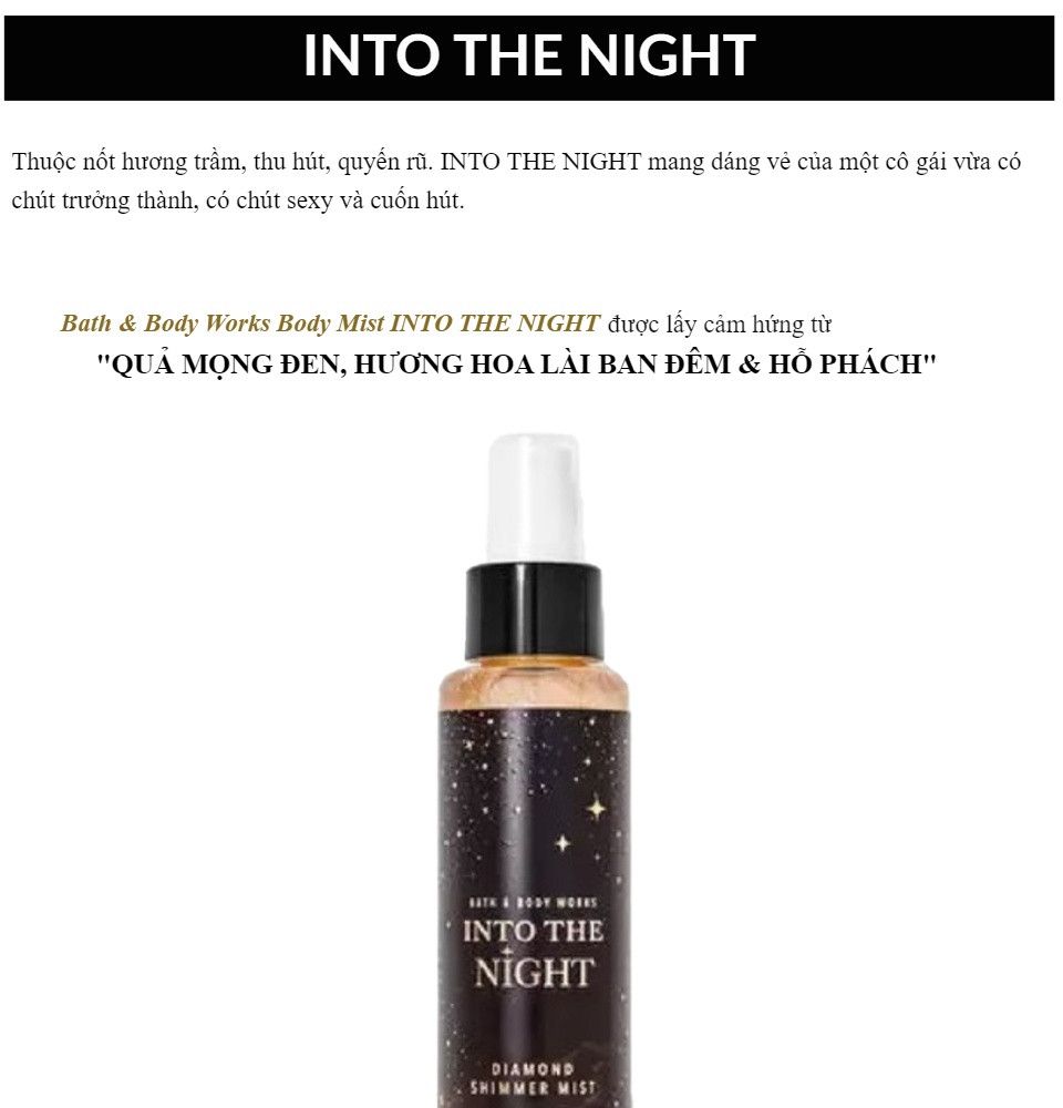 Xịt Thơm Nhũ Kim Tuyến Bath & Body Works 146ml # Into The Night