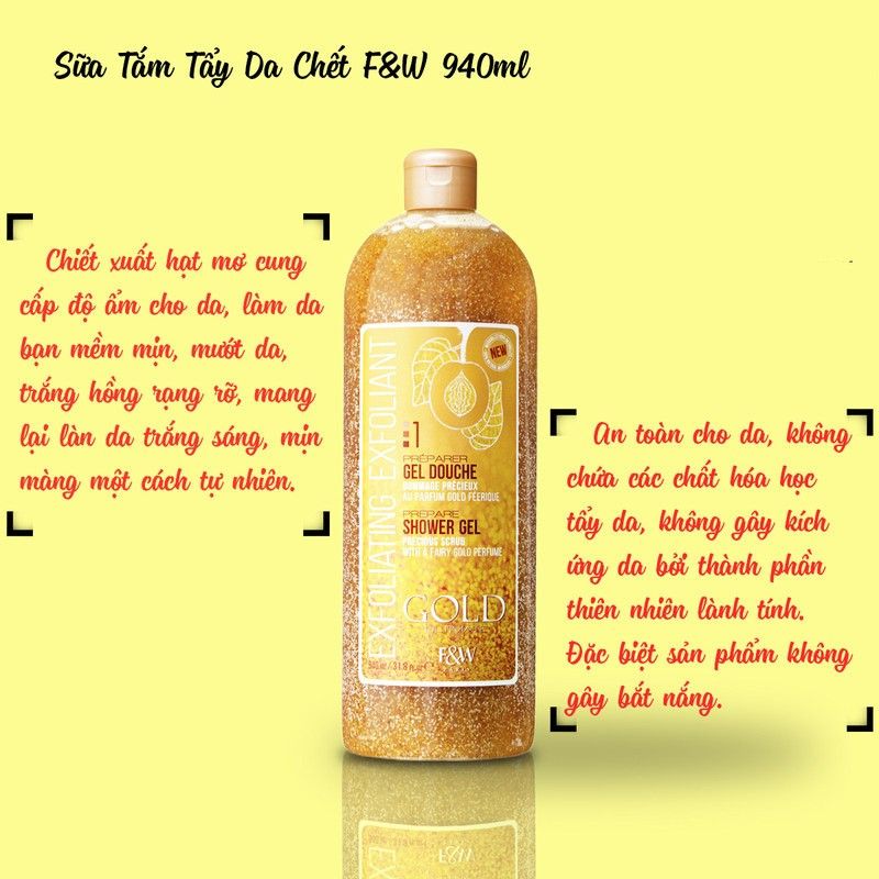 Sữa Tắm Tẩy Da Chết F&W Gold Exfoliating Shower Gel 940ml