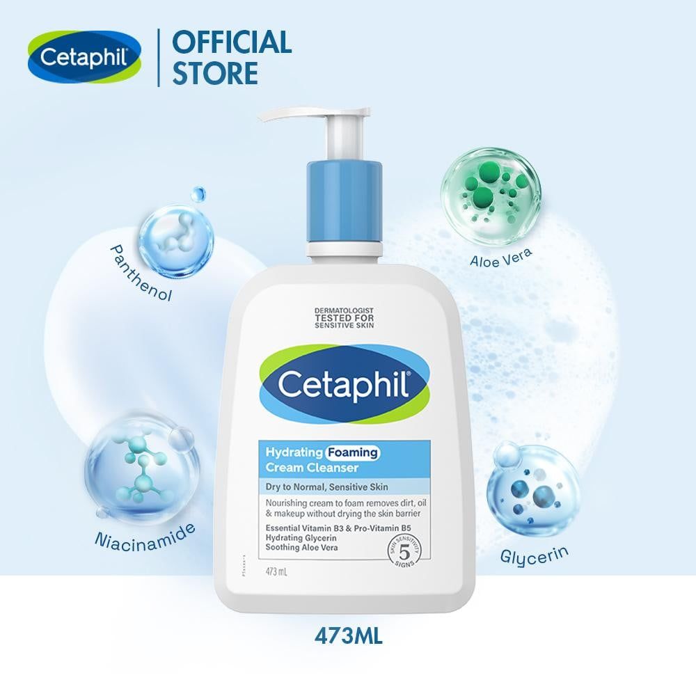 Sữa Rửa Mặt Cetaphil Hydrating Foaming Cream Cleanser Tạo Bọt Cho Da Nhạy Cảm 473ml