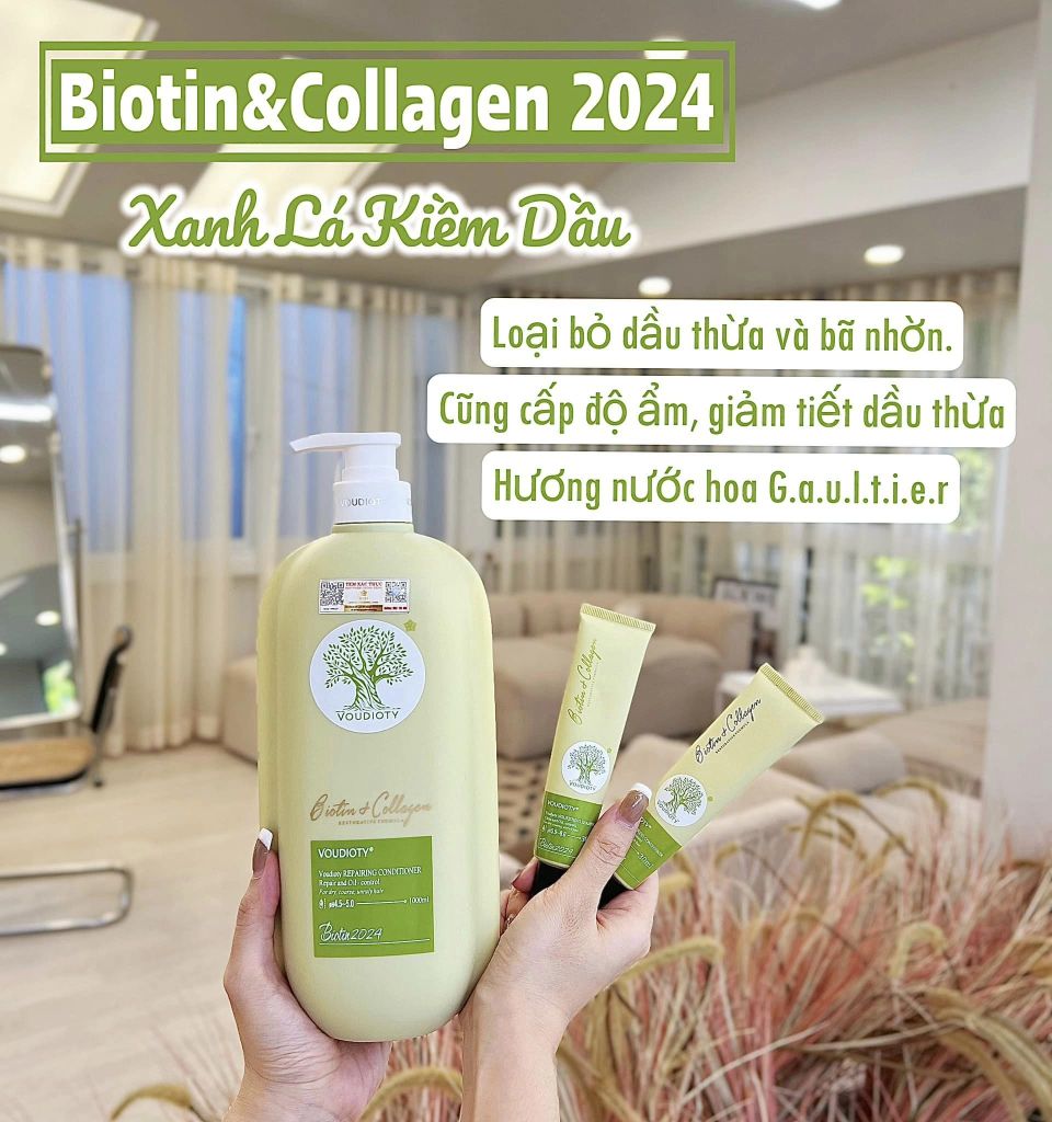 Bộ Gội+Xã Biotin & Collagen 2024 1000ml/chai (Chai Xanh Dẹp)