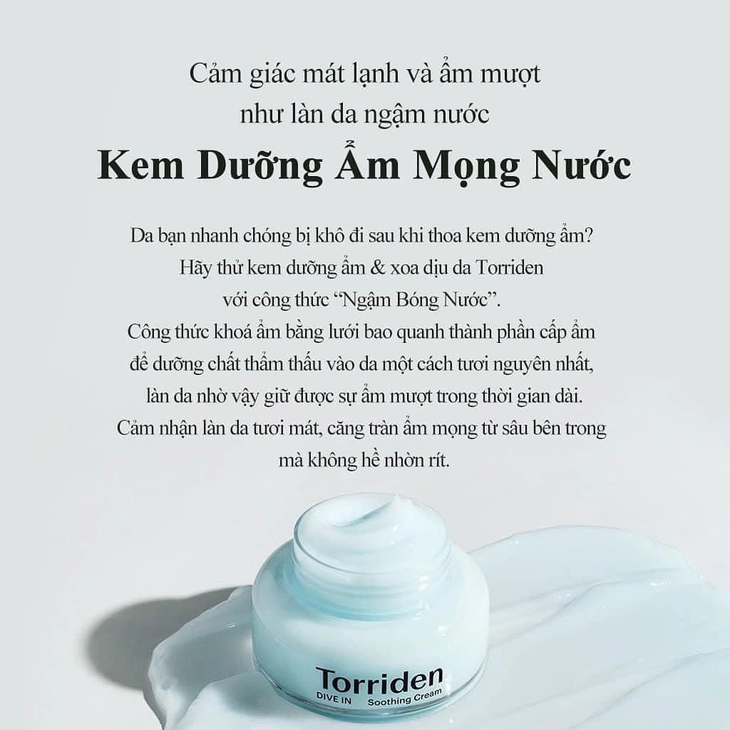 Kem Dưỡng Torriden DIVE-IN Low Molecule Hyaluronic Acid Soothing Cream 100ml