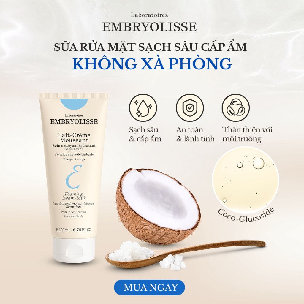 Sữa Rửa Mặt Sạch Sâu Cấp Ẩm Cho Da EMBRYOLISSE Lait-Creme Moussant 200ml