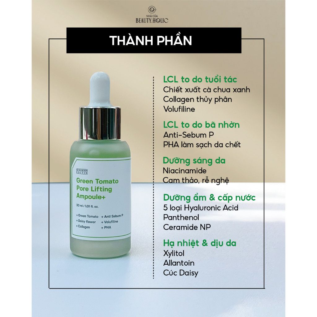 Tinh Chất Cà Chua Xanh Sungboon Editor Green Tomato Pore Lifting Ampoule+ 30ml