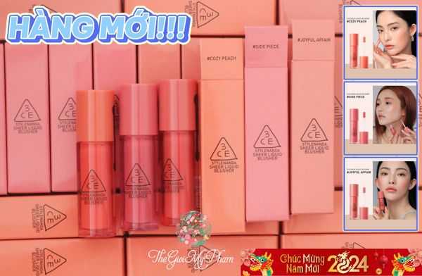 Má Hồng Dạng Kem 3CE Sheer Liquid Blusher Joyful Affair
