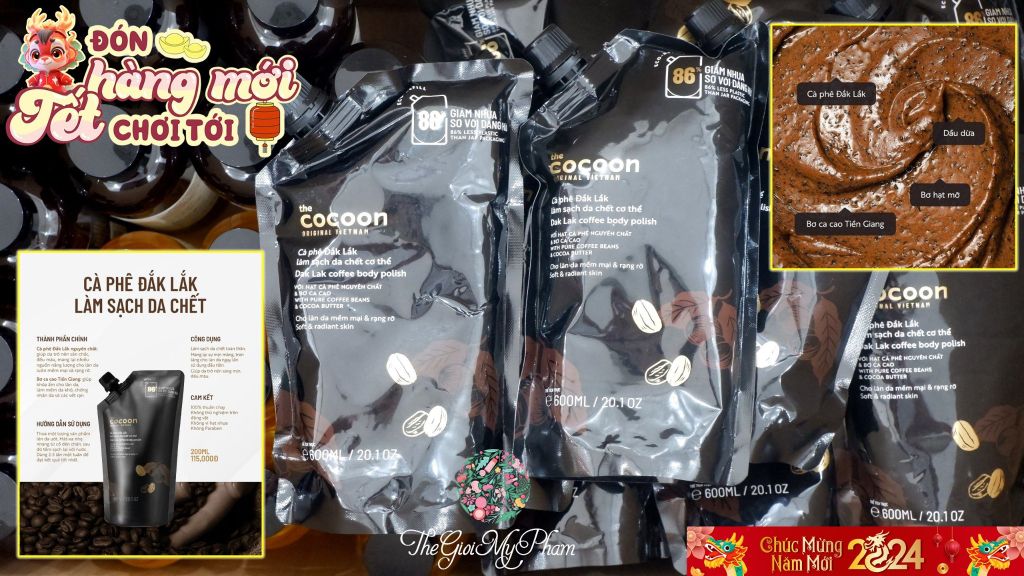 Cocoon - Cà Phê Đắk Lắk Làm Sạch Da Chết Toàn Thân 600ml (Bịch)