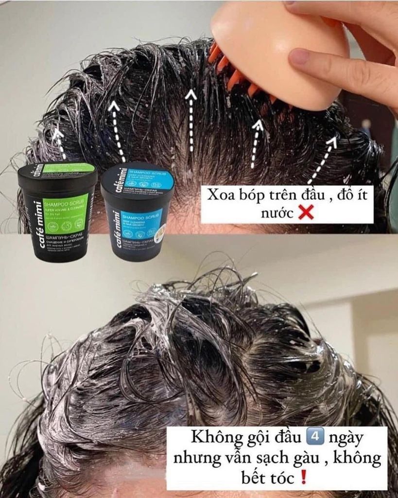 Gội Tẩy Tế Bào Chết Da Đầu CAFE MIMI Shampoo Scrub 330g #Xanh Lá