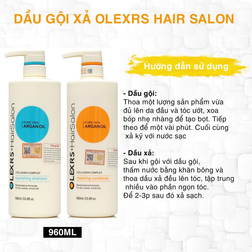 Dầu Xả Olexrs Argan Oil Collagen Hair Salon 960ml