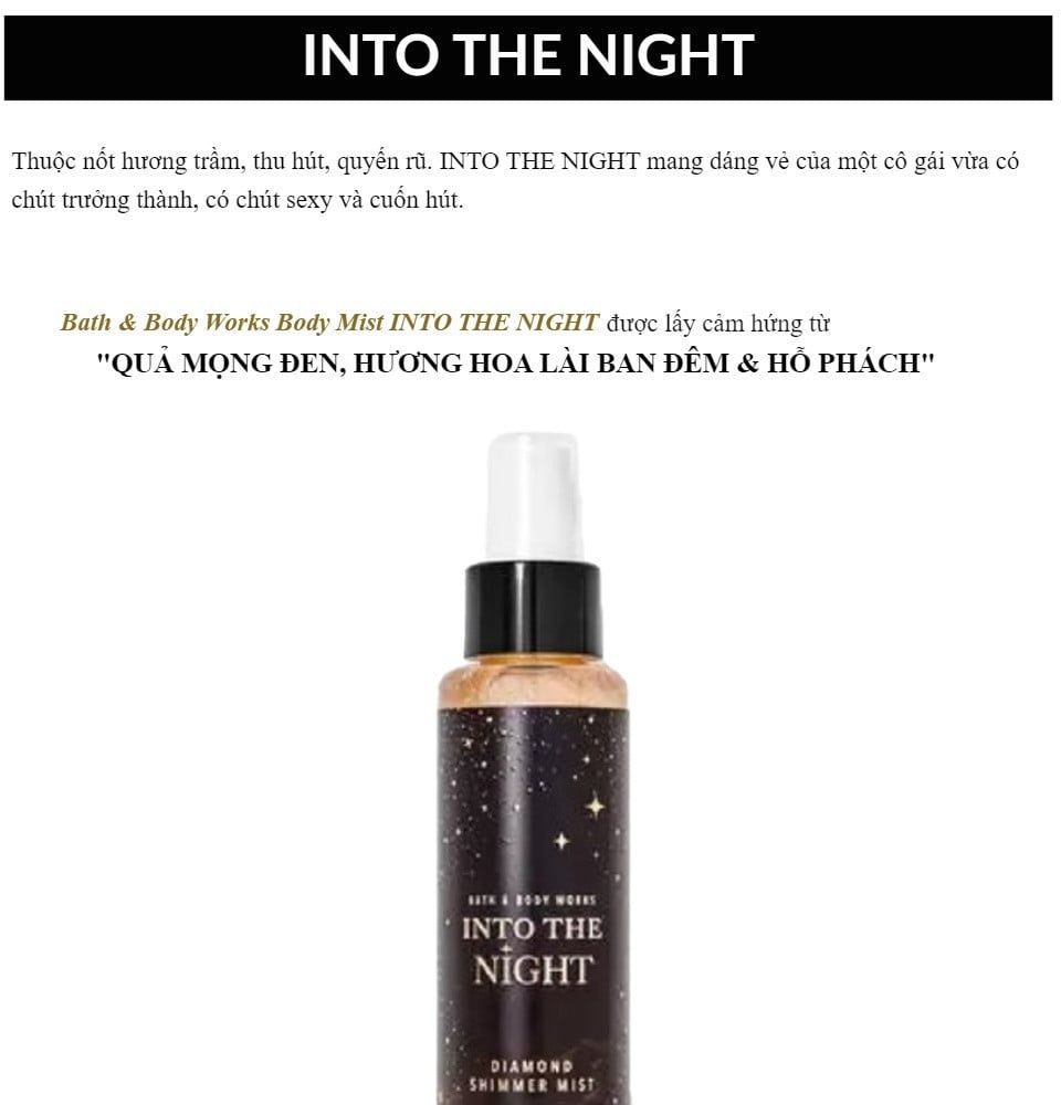 Xịt Thơm Nhũ Kim Tuyến Bath & Body Works 146ml # Into The Night