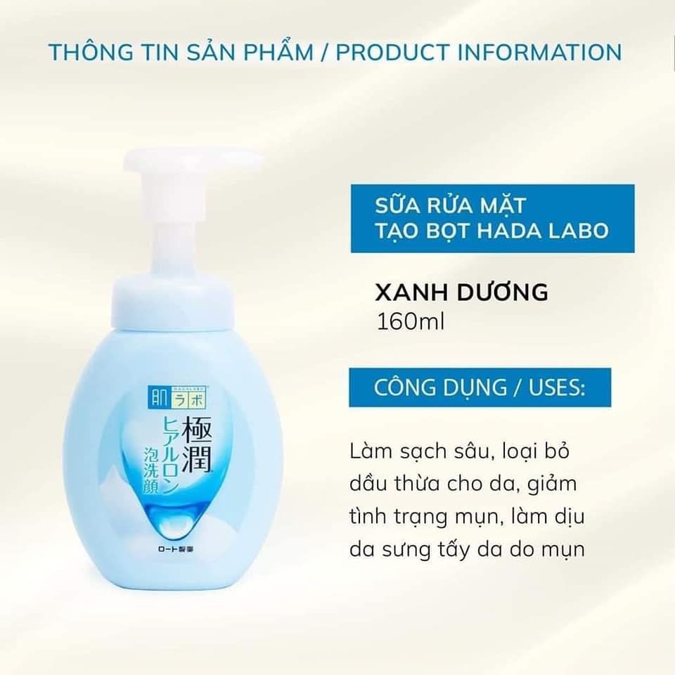 Sữa Rửa Mặt Tạo Bọt Hada Labo Nhật Bản Gokujyun Foaming Cleanser 160ml #X.Nhạt