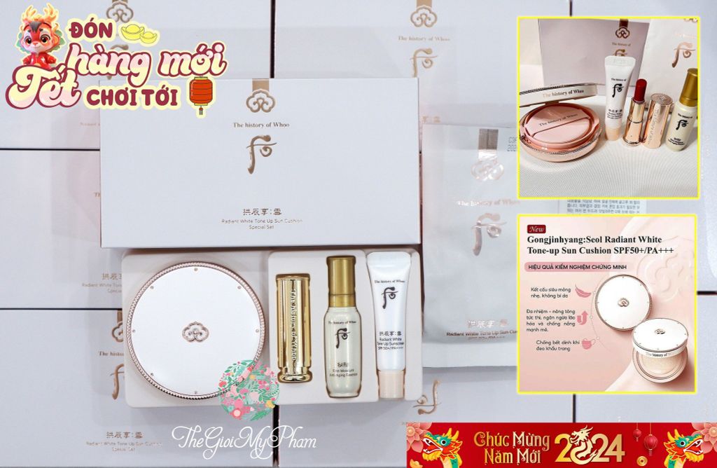 Set Whoo Radiant White Tone Up Sun Cushion Special Set (Kèm 1 Lõi + Sample) Ko Tđ