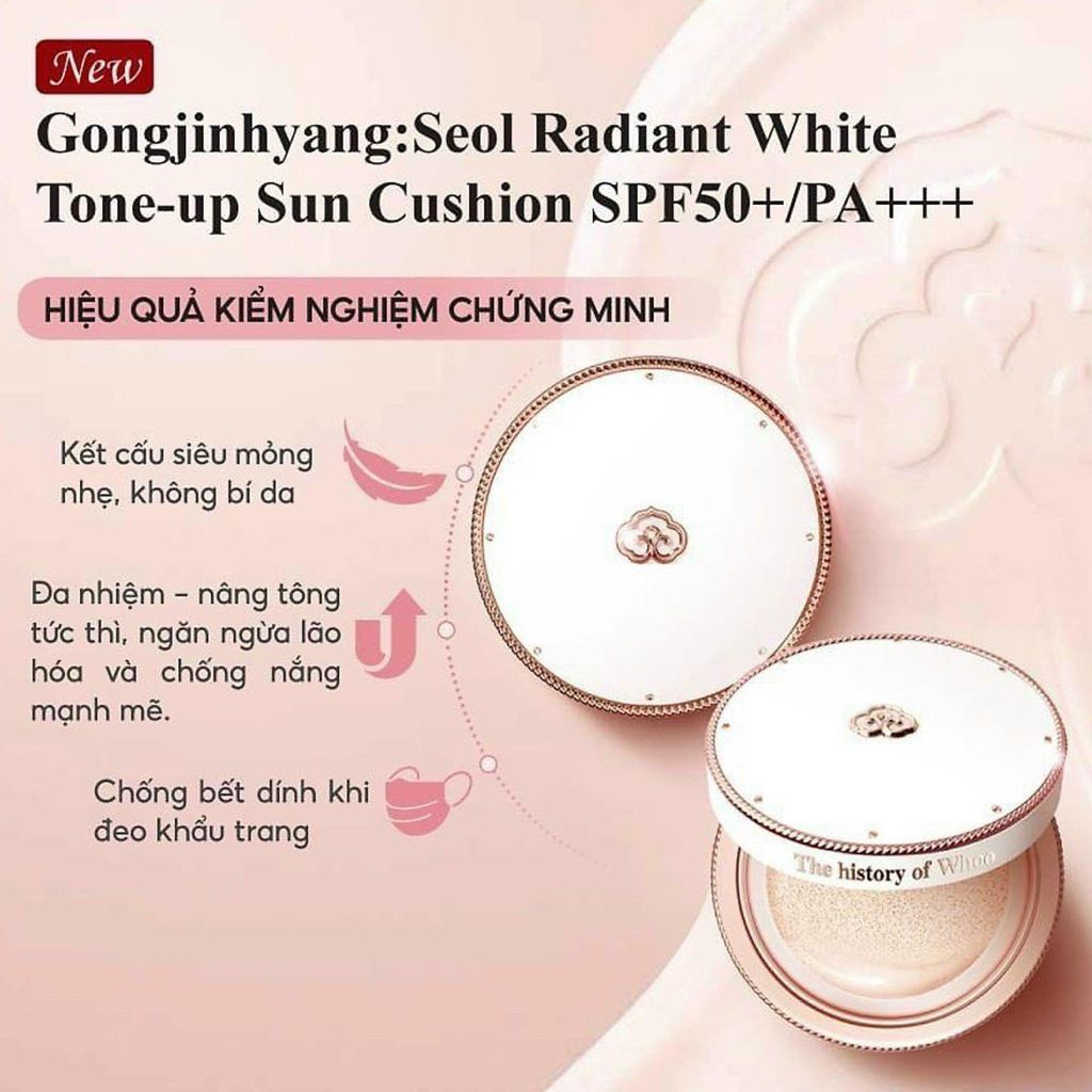 Set Whoo Radiant White Tone Up Sun Cushion Special Set (Kèm 1 Lõi + Sample) Ko Tđ