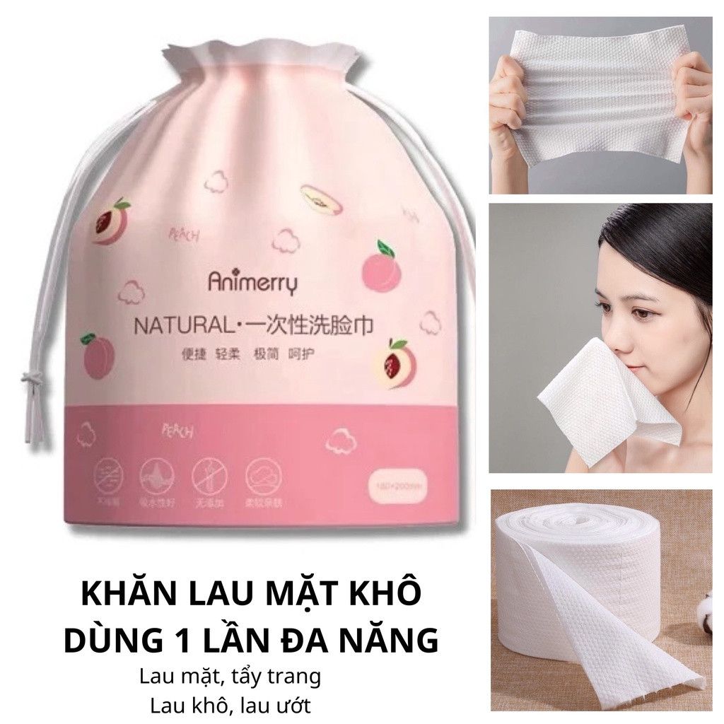 Khăn Lau Mặt Khô Dùng Một Lần Animerry ( 40 khăn/cuộn)