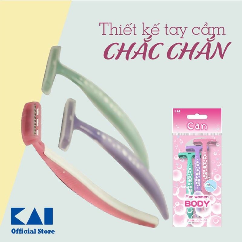 Dao Cạo Cho Nữ KAI Dành Cho Cơ Thể Cán Chữ T (3 Cây)