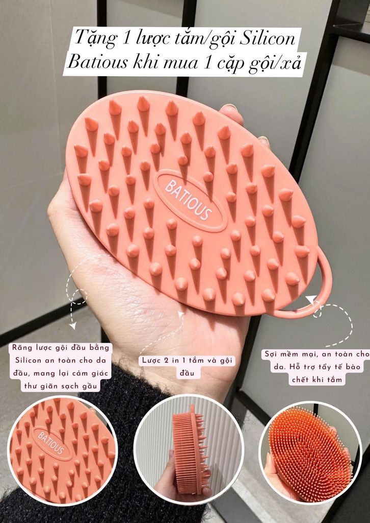 Lược Gội Đầu, Lược Tắm Gội 2in1 BATIOUS Đa Năng