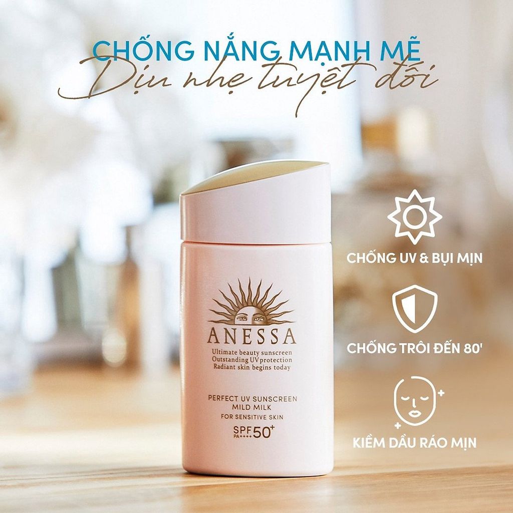Sữa Chống Nắng Anessa Cho Da Nhạy Cảm 60ml #Hồng (Mẫu 2024 có hộp) - Ko Tđ
