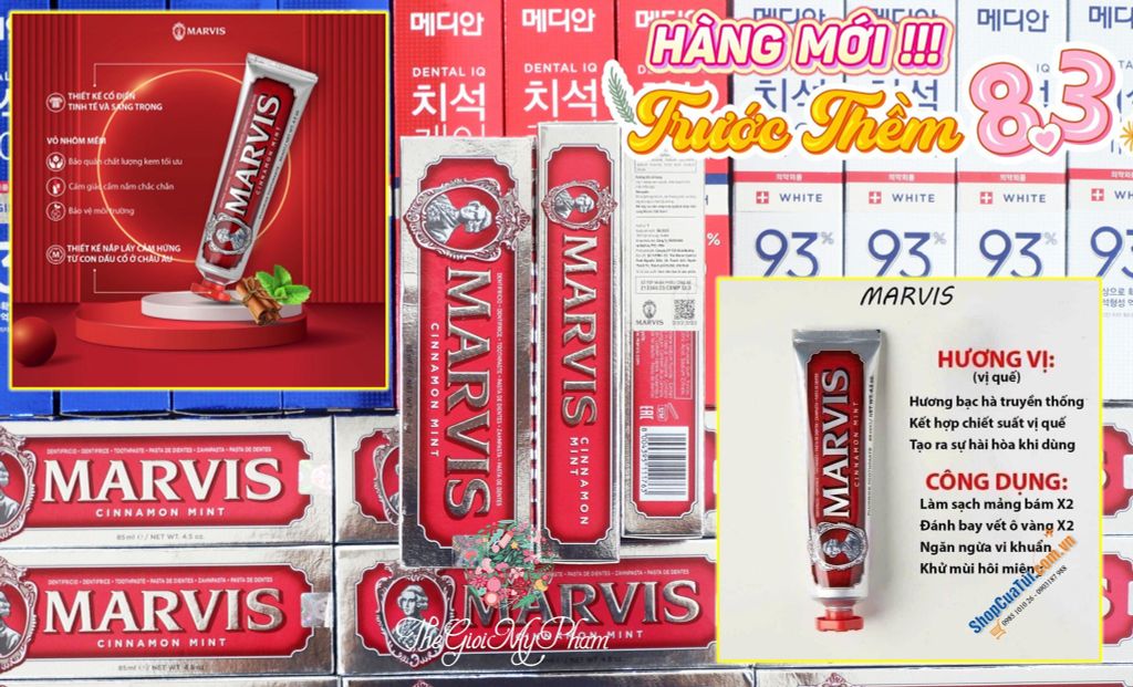 Kem Đánh Răng MARVIS Cinnamon Mint Màu Đỏ 85ml