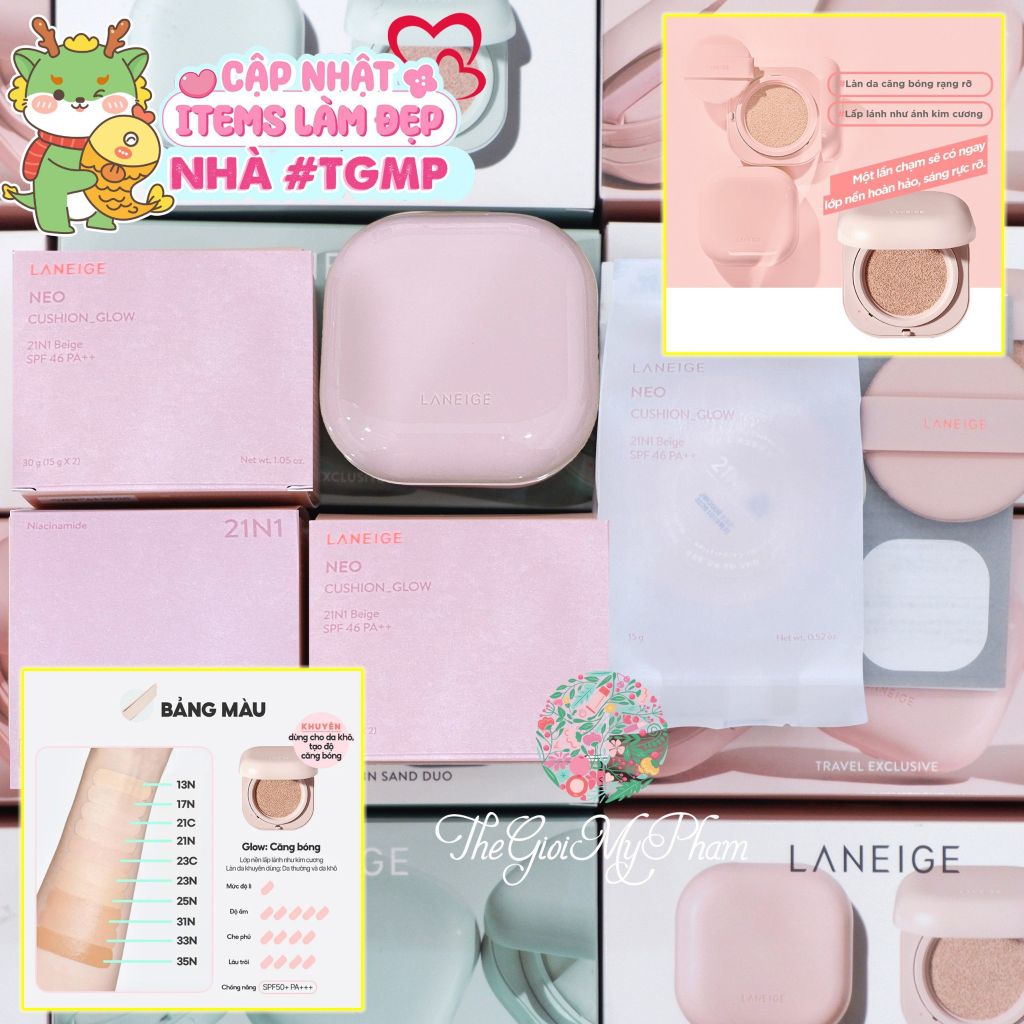 Laneige - NEO Cushion Glow #21N1 Beige (Kèm 1 lõi) Ko tđ