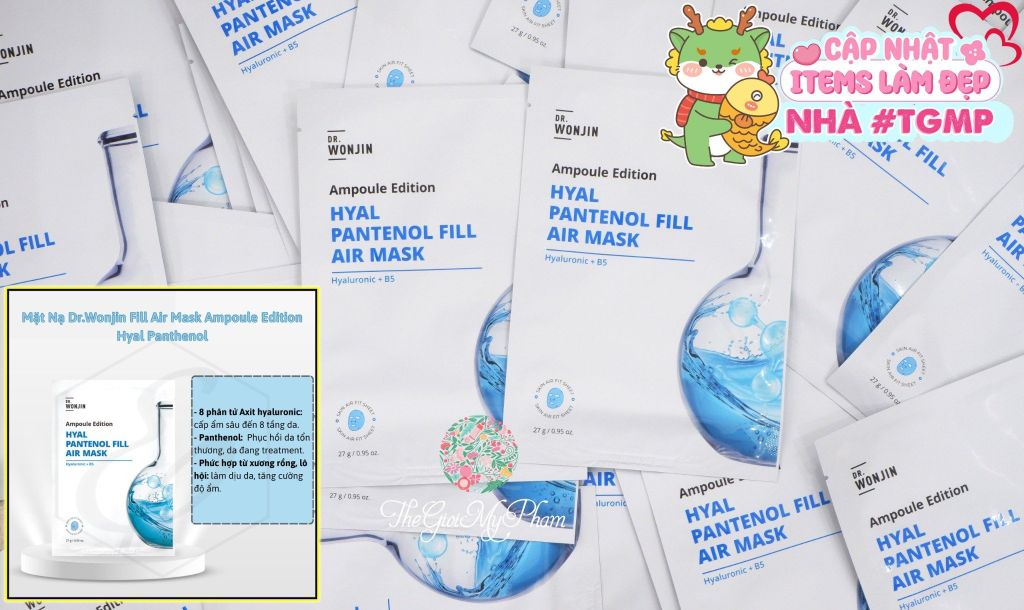 Mặt Nạ Wonjin Ampoule #Hyal Pantenol Fill Air Mask (Xanh Dương)