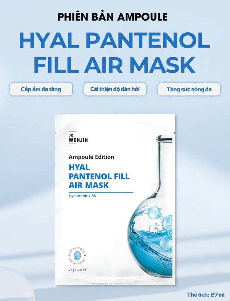 Mặt Nạ Wonjin Ampoule #Hyal Pantenol Fill Air Mask (Xanh Dương)