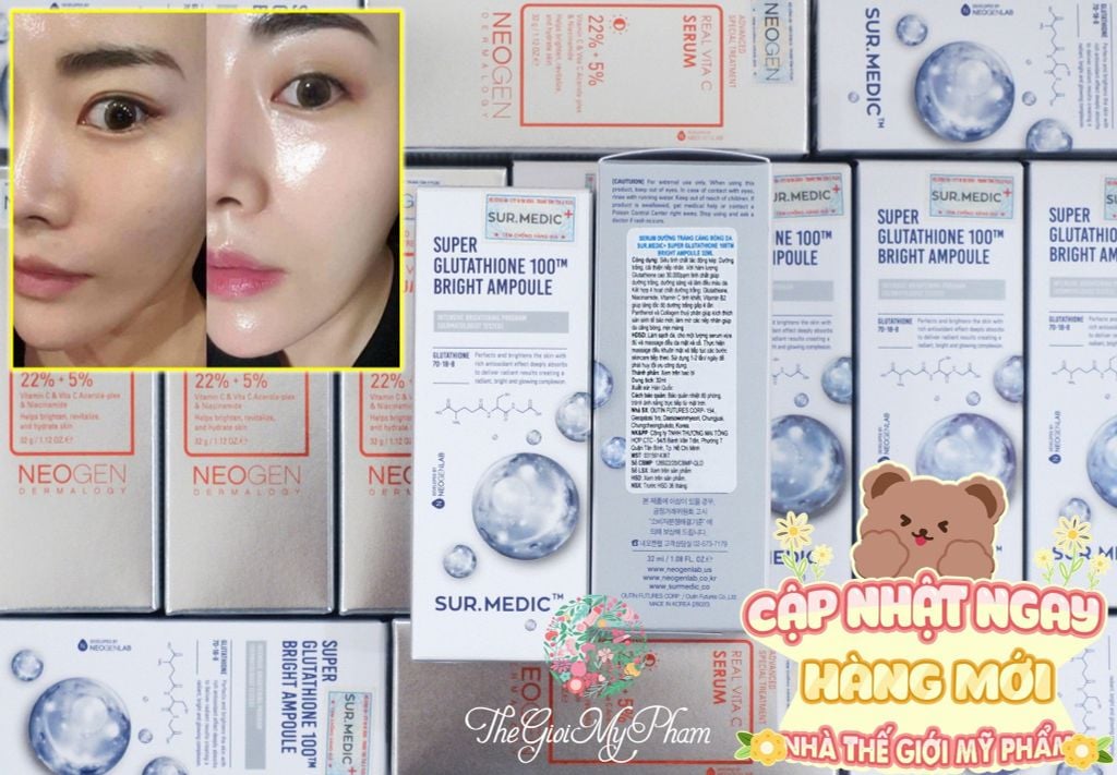 Sur.Medic - Tinh chất dưỡng trắng Super Glutathione 100 Bright Ampoule 32ml