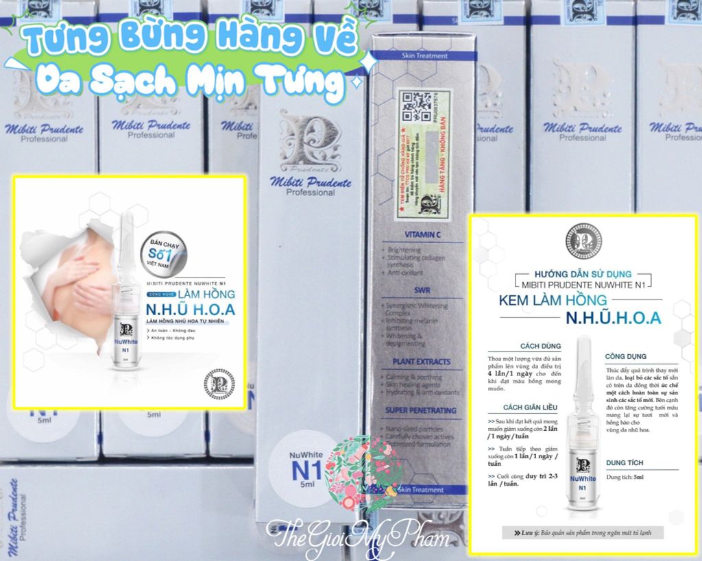 Kem Hồng Nhũ Hoa Mibiti Prudente Nuwhite N1 5ml (ko tđ)