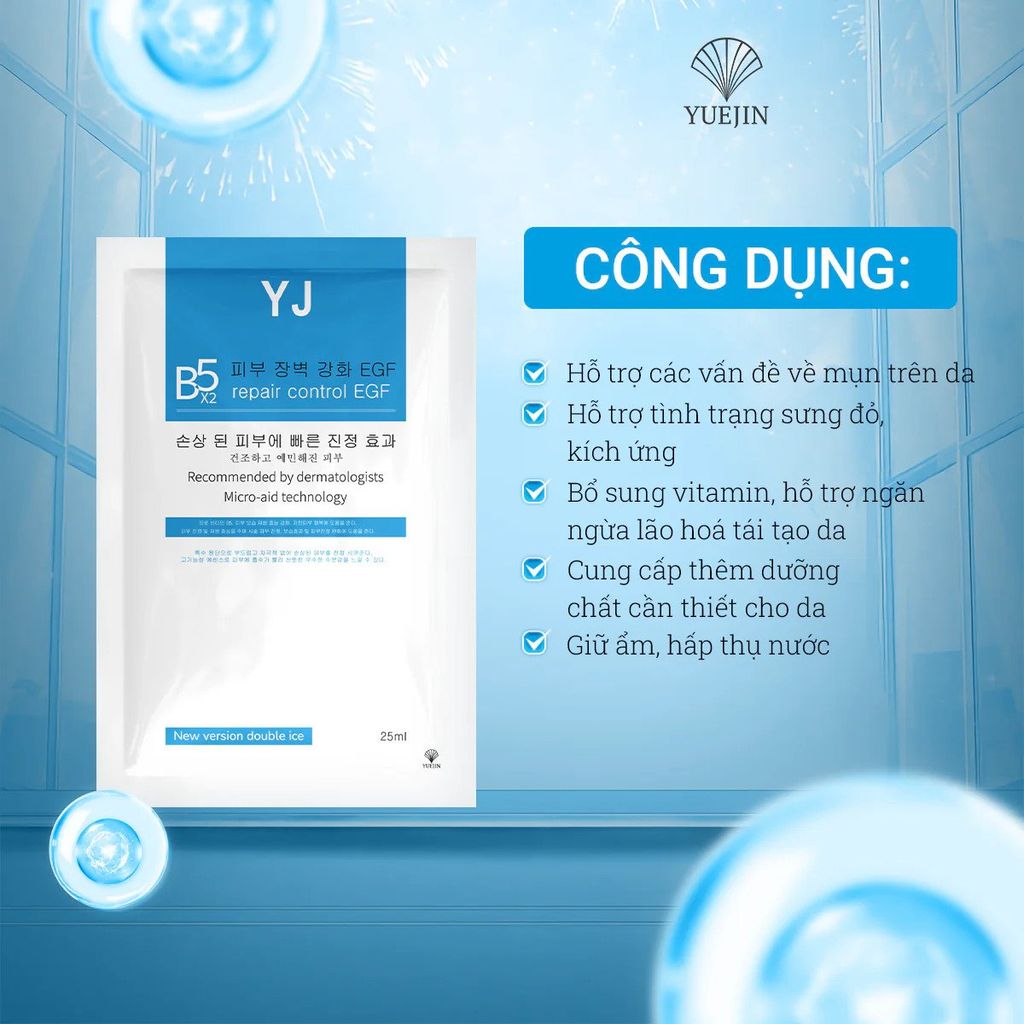 Mặt Nạ Yuejin B5x2 Repair Control EGF Mask Phục Hồi Cấp Ẩm Cho Da