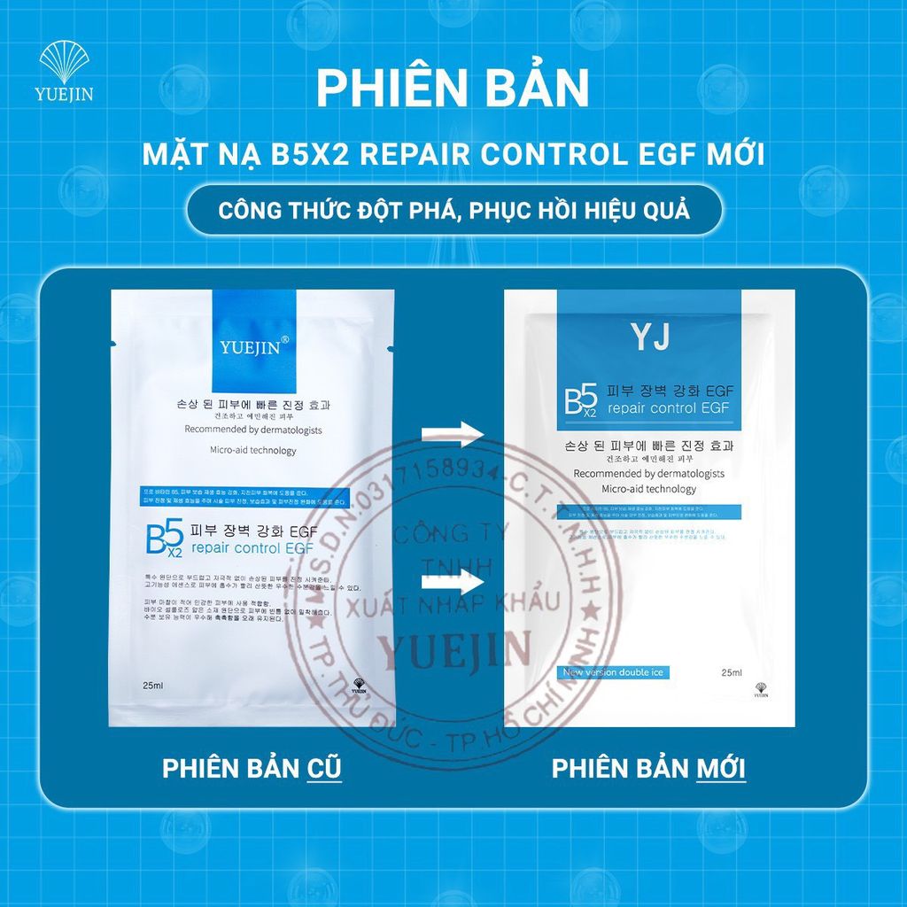 Mặt Nạ Yuejin B5x2 Repair Control EGF Mask Phục Hồi Cấp Ẩm Cho Da
